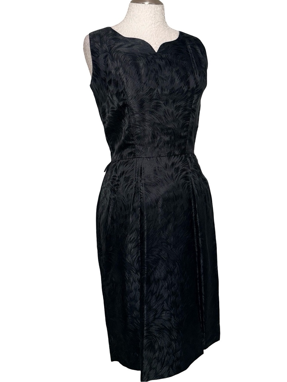 Vintage 50s Classic Black Sleeveless Sheath Dress with jacket M